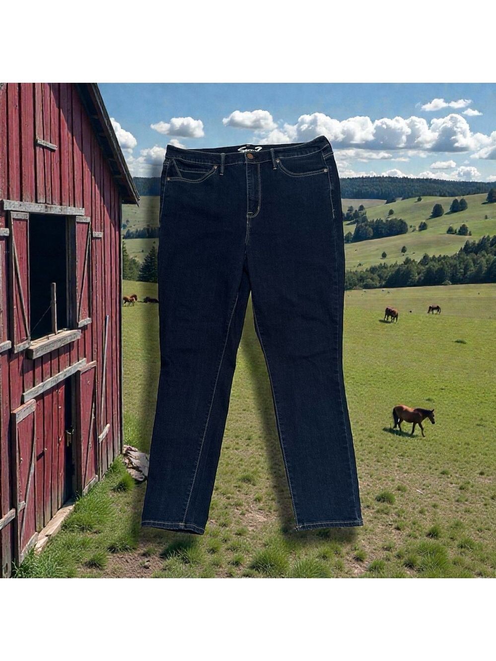 Seven7 Skinny Jeans Womens 16 Blue Denim City Western Cowgirl Cotton & Spandex